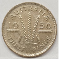 AUSTRALIA 1950 . THREEPENCE . UNCIRCULATED